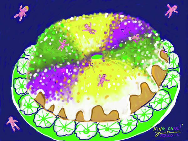 King Cake Art Print featuring the digital art King Cake by Jean Pacheco Ravinski