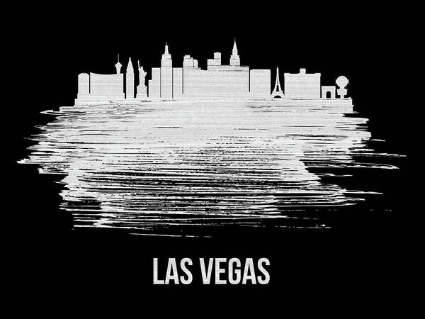 Las Vegas Art Print featuring the mixed media Las Vegas Skyline Brush Stroke Blue by Naxart Studio