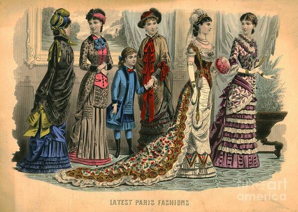 People Art Print featuring the drawing Latest Paris Fashions by Print Collector