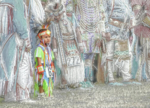 Native Americans Art Print featuring the mixed media Little Wacipi Dance Contestant by Dyle Warren