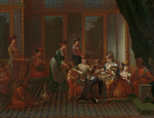 18th Century Art Art Print featuring the painting Meal from Distinguished Turkish Women by Jean Baptiste Vanmour