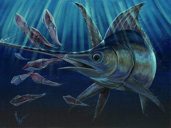 Swordfish Art Print featuring the painting Midnight Madness by Mark Ray