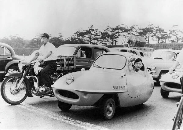 1950-1959 Art Print featuring the photograph Mini Fuji Car In Tokyo In 1956 by Keystone-france