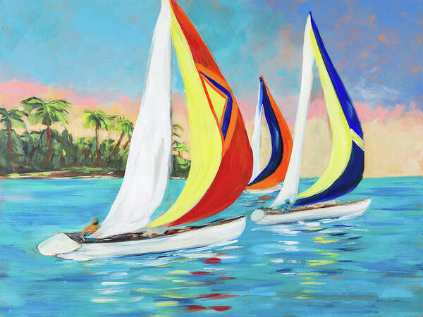 Morning Art Print featuring the painting Morning Sails II by Julie Derice