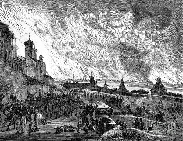 Engraving Art Print featuring the drawing Moscow On Fire, 15th September 1812 by Print Collector