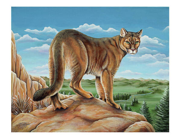 Mountain Lion Art Print featuring the painting Mountain Lion by Tish Wynne