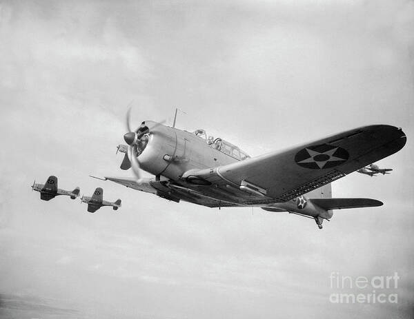 Convoy Art Print featuring the photograph Navy Dive Bombers Getting Ready by Bettmann