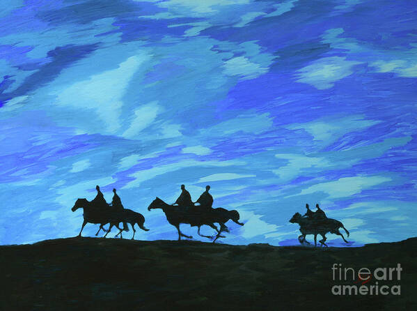 Night Art Print featuring the painting Night Riders by Aicy Karbstein