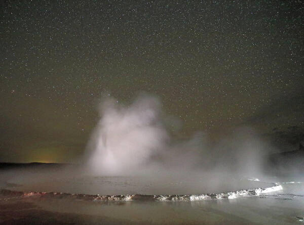 Geyser Art Print featuring the photograph Nighttime at Great Fountain Geyser by Jean Clark