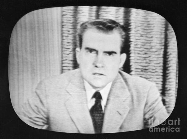People Art Print featuring the photograph Nixon Delivering Checkers Speech by Bettmann
