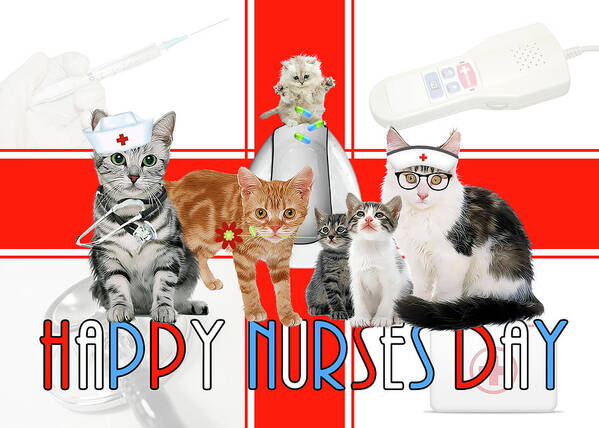 Nurse Art Print featuring the digital art Nurses Day Cat Lover or Vet Tech by Doreen Erhardt