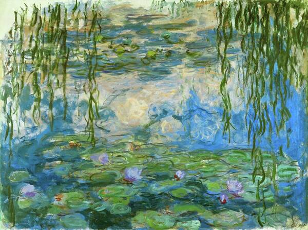Claude Monet Art Print featuring the painting Nympheas,1916-1919 Canvas,150 x 200 cm Inv. 51 64. by Claude Monet -1840-1926-