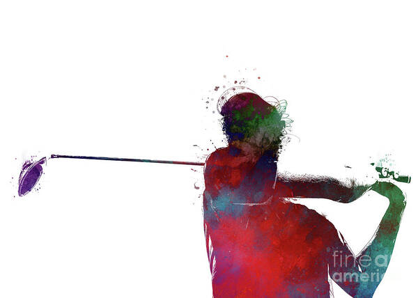 Golf Art Print featuring the digital art Olf Player Sport Art by Justyna Jaszke JBJart