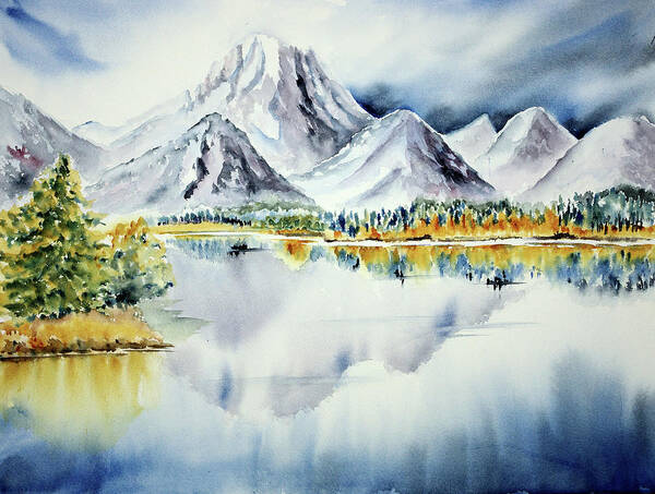 Tranquility Art Print featuring the photograph Oxbow Bend - Mountains, Lake, Reflection by By Doris Jung-rosu