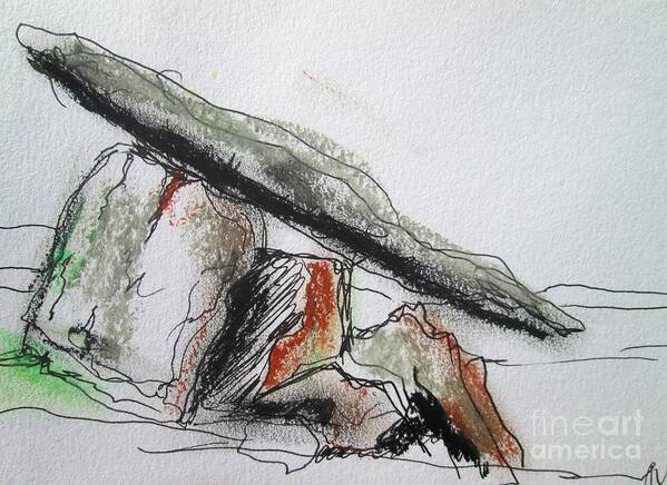 Dolmen Art Print featuring the painting Painting Of A Burren Dolmen by Mary Cahalan Lee - aka PIXI