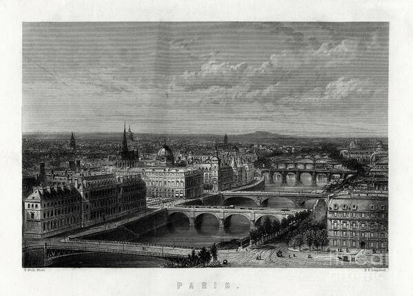 Engraving Art Print featuring the drawing Paris, France, 1883. Artist Edward by Print Collector