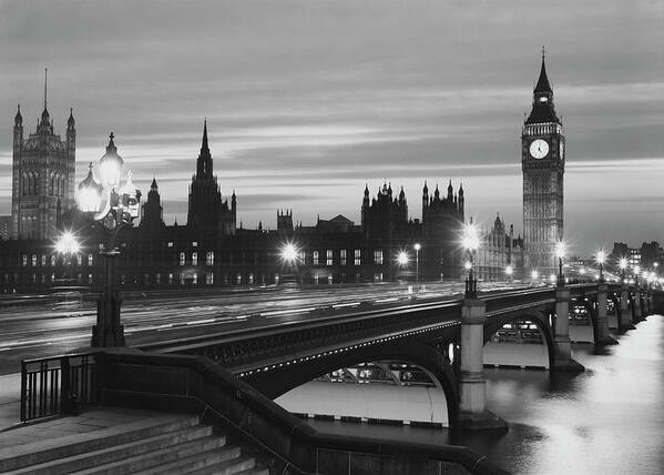 Westminster Bridge Art Print featuring the photograph Parliament By Night by Peter King