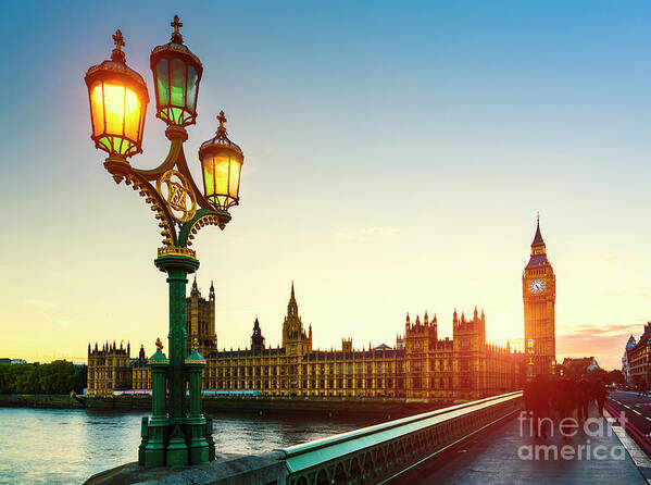 Clock Tower Art Print featuring the photograph Parliament In London, Uk by Spooh