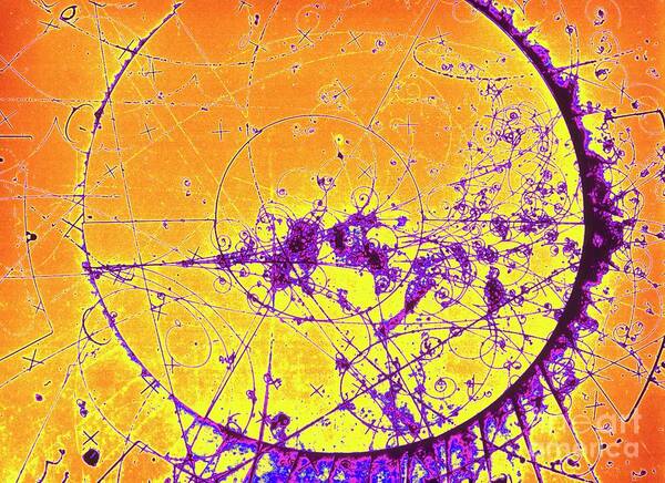 Neutrino Art Print featuring the photograph Particle Tracks In A Bubble Chamber by Cern/science Photo Library