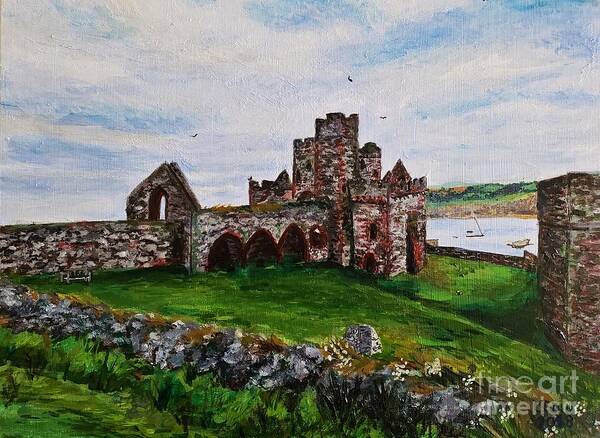 Castle Art Print featuring the painting Peel Castle, Isle of Man by C E Dill