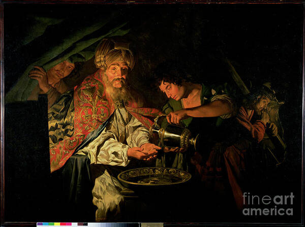 Chiaroscuro Art Print featuring the painting Pilate Washing His Hands by Stomer