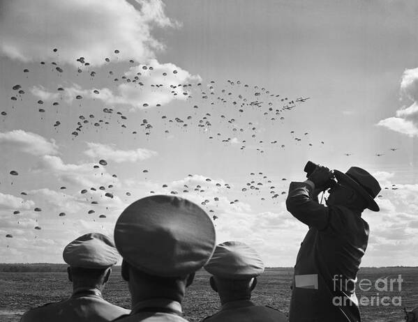 North Carolina Art Print featuring the photograph President Truman Watches Paratroopers by Bettmann