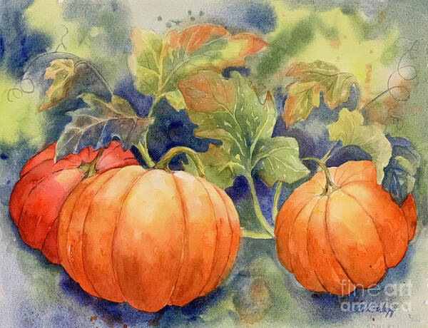 Pumpkin Art Print featuring the painting Pumpkin Patch by Hilda Vandergriff