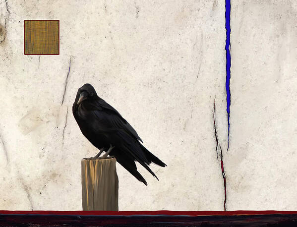 Raven Art Print featuring the mixed media Raven Red White and Blue by Jonathan Thompson