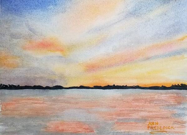 Mullet Lake Art Print featuring the painting Regan Sunset by Ann Frederick