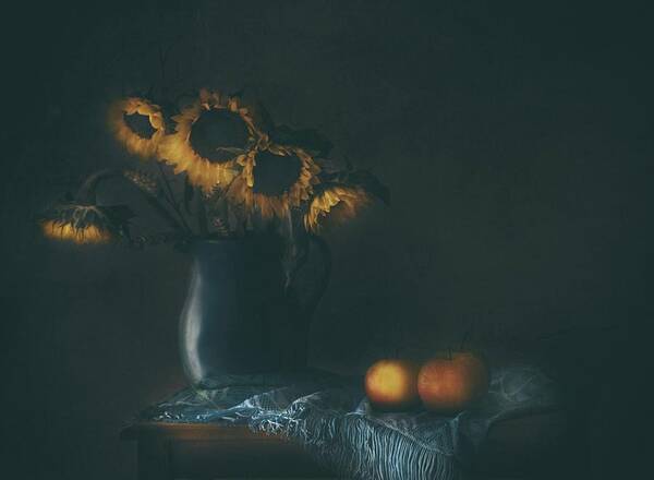 Still Life Art Print featuring the photograph Remember The Sunflowers by Delphine Devos