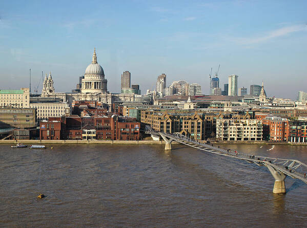 London Millennium Footbridge Art Print featuring the photograph River Thames, London by Paul Williams