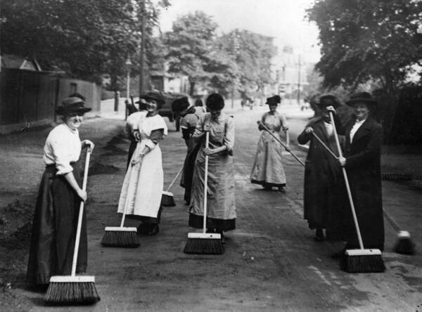 People Art Print featuring the photograph Road Sweepers by Hulton Archive