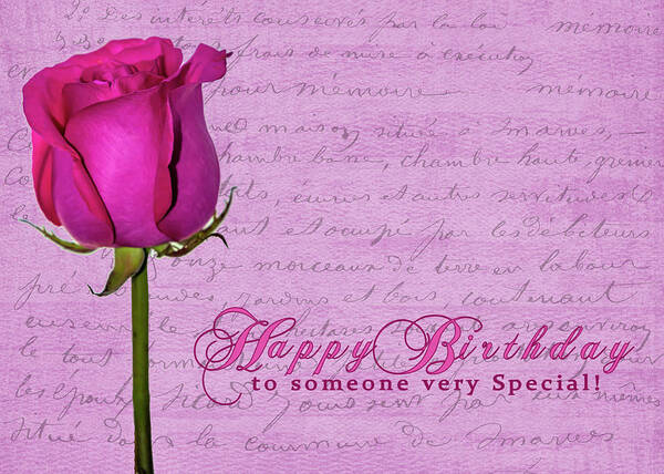 Greeting Card Art Print featuring the photograph Rosy Birthday by Cathy Kovarik