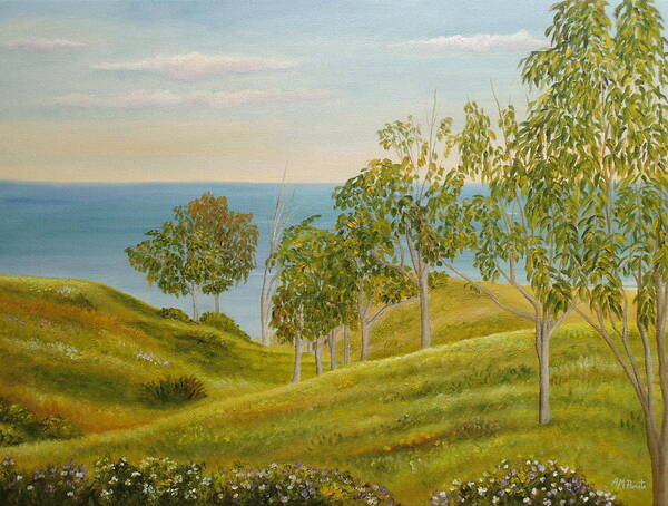 Eucalyptus Art Print featuring the painting Beachhead Of Eucalyptuses by Angeles M Pomata