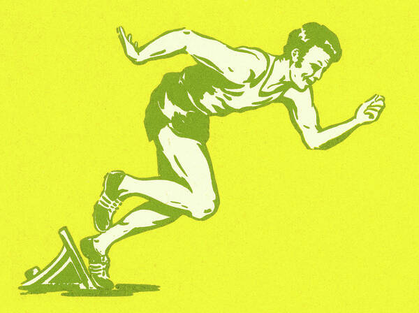 Activity Art Print featuring the drawing Runner on Yellow Background by CSA Images