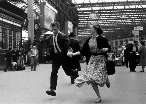 1950-1959 Art Print featuring the photograph Running Together by Bert Hardy