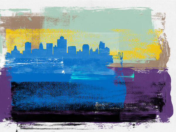 Salt Lake City Art Print featuring the mixed media Salt Lake City Abstract Skyline II by Naxart Studio