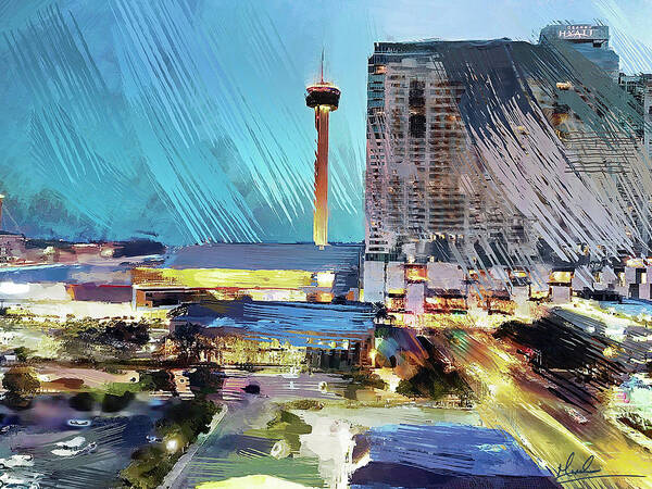Tower Of The Americas Art Print featuring the photograph San Antonio Lights by GW Mireles