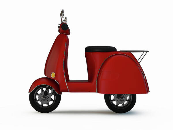 White Background Art Print featuring the photograph Scooter On White Background by Rsiel
