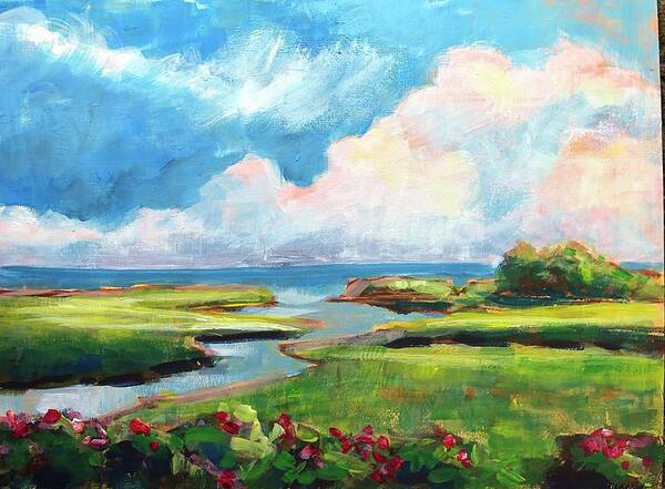 Seaside Marsh Art Print featuring the painting Seaside Marsh by Barbara Hageman
