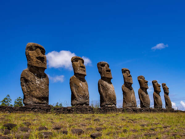 Moai
Island
Heritage Art Print featuring the photograph Seven Guardian Gods by Yasutoshi Honjo