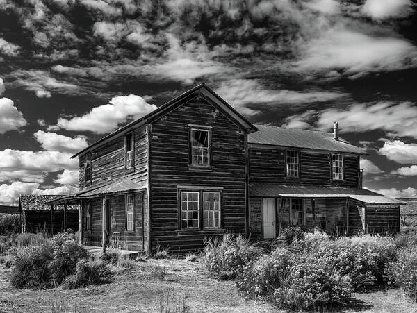 Aged Art Print featuring the photograph Shirk Ranch BW by Leland D Howard