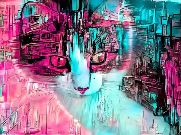 Sketch Art Print featuring the digital art Sketchy Kitty Pink by Don Northup