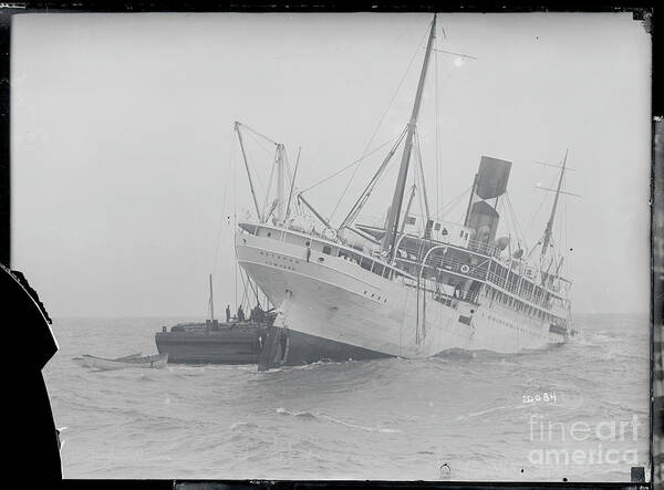 Following Art Print featuring the photograph S.s. Metepan After Collision by Bettmann