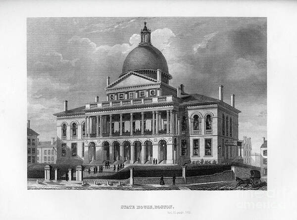 Engraving Art Print featuring the drawing State House, Boston, Massachusetts by Print Collector