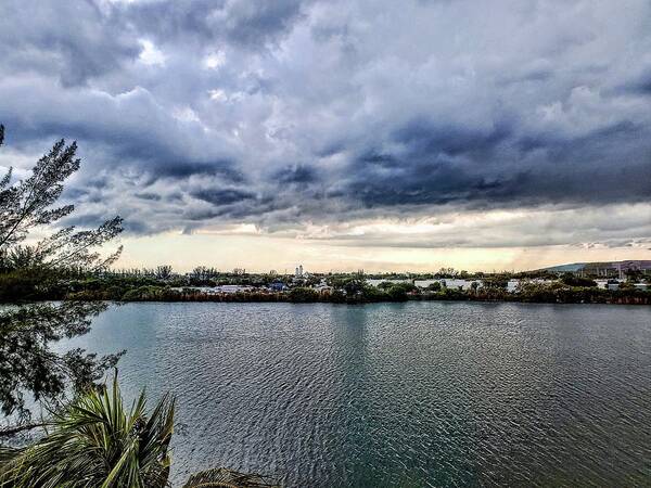 Storm Lake Florida Cloud Ripples Landscape Horizon Art Print featuring the photograph Stormy Lake by Nora Martinez