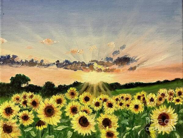 Sunflowers Art Print featuring the painting Sunflowers Rise by Boni Arendt