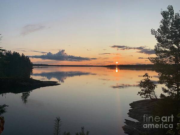 Maine Art Print featuring the pyrography Sunset at Young's Bay Maine by Anthony Morretta