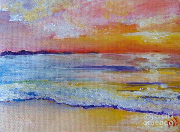 Gulf Of Mexico Art Print featuring the painting Sunset on the Gulf by Saundra Johnson