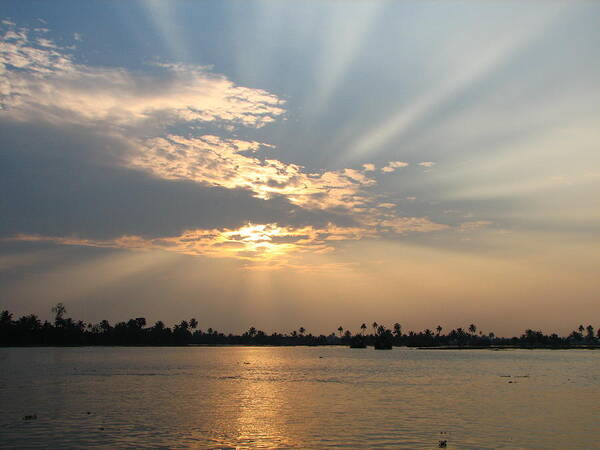 Scenics Art Print featuring the photograph Sunset Over The Kerala Backwaters by Mckay Savage